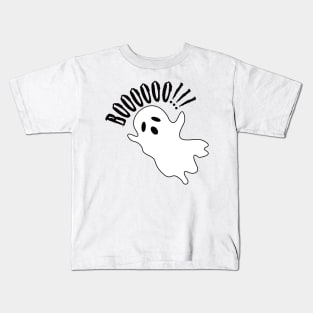 BOOOO!!!! White Halloween Ghost Kids T-Shirt